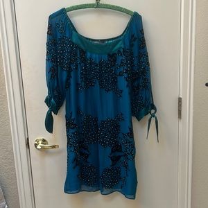 Hale Bob beaded velvet and silk dress